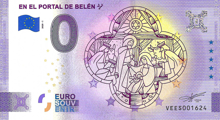 0 Euro biljet Spanje 2020 - En el Portal de Belen