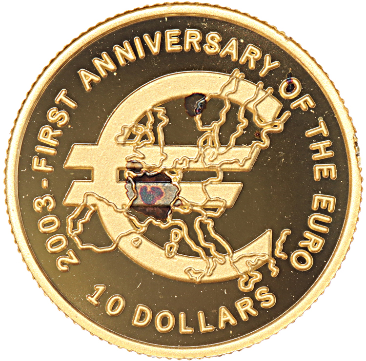 Nauru 10 Dollars gold 2003 First Ann. of the Euro proof
