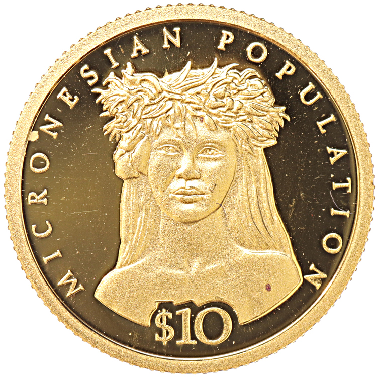 Nauru 10 Dollars gold 2007 Micronesian Population proof