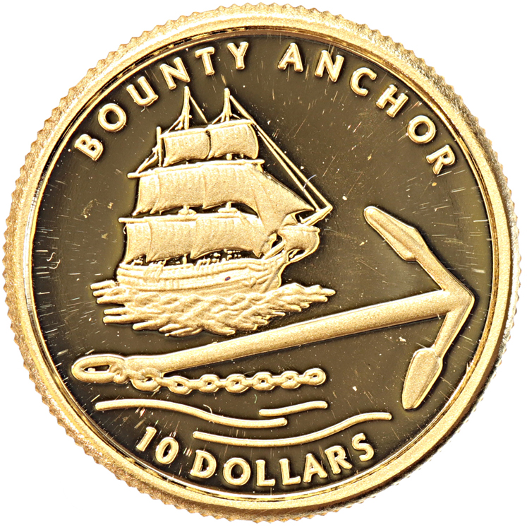 Pitcairn Islands 10 Dollars gold 2007 Bounty Anchor proof