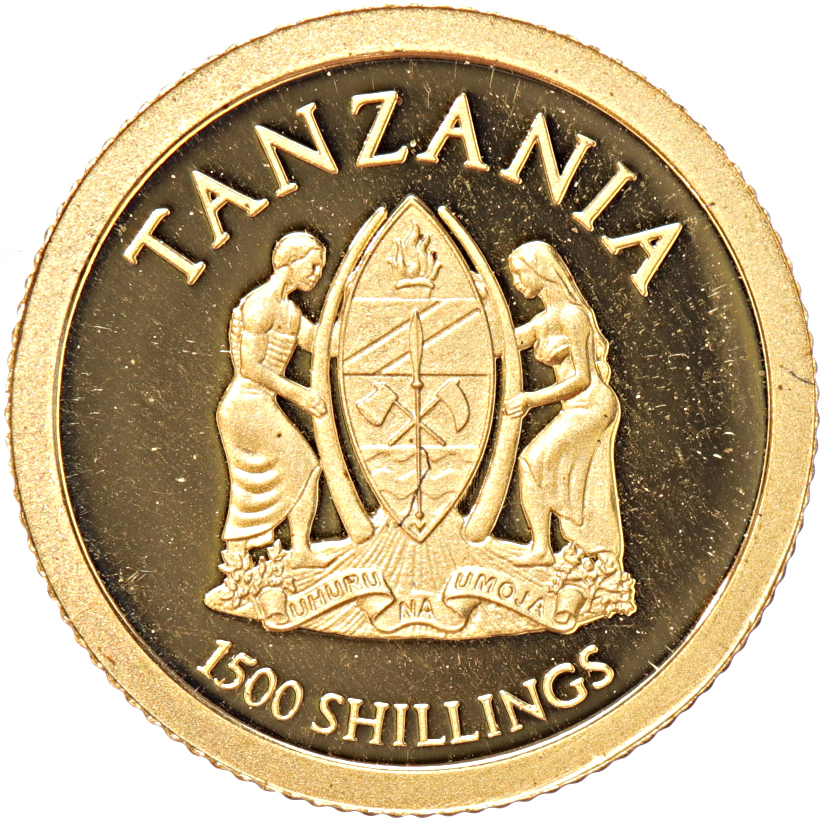 Tanzania 1500 Shillings gold 2014 Helingverklaring/Canonization proof