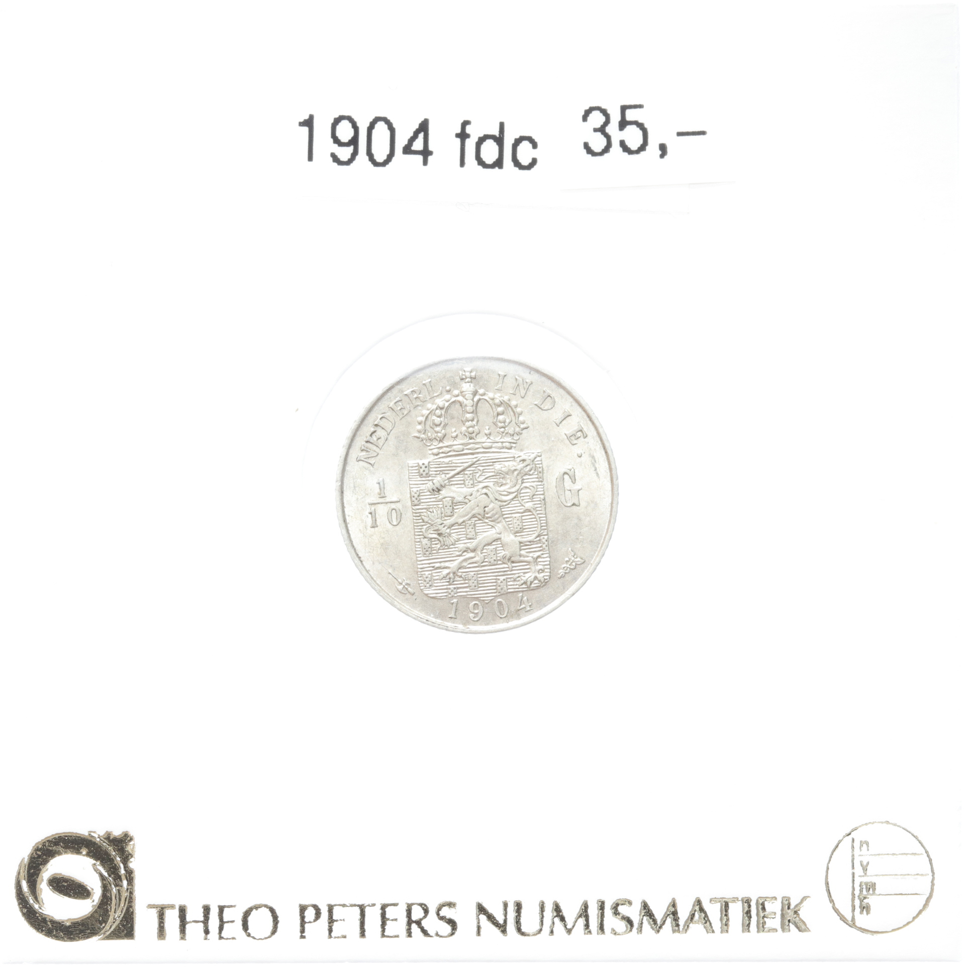 Nederlands Indië 1/10 gulden 1904 fdc