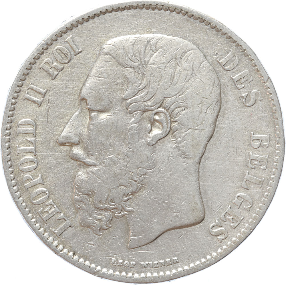 Belgium 5 Francs 1871 silver VF
