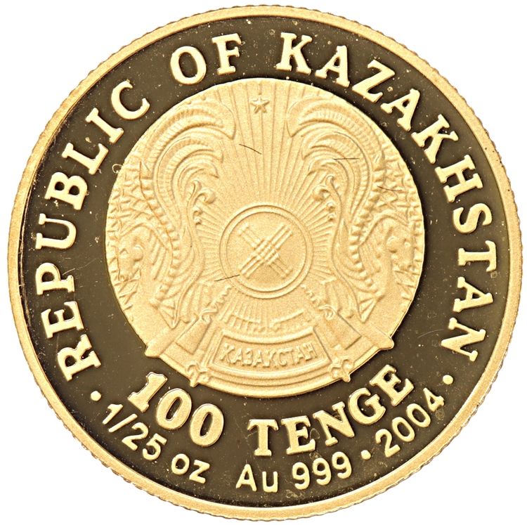 Kazakhstan 100 Tenge gold 2004 Camel caravan proof