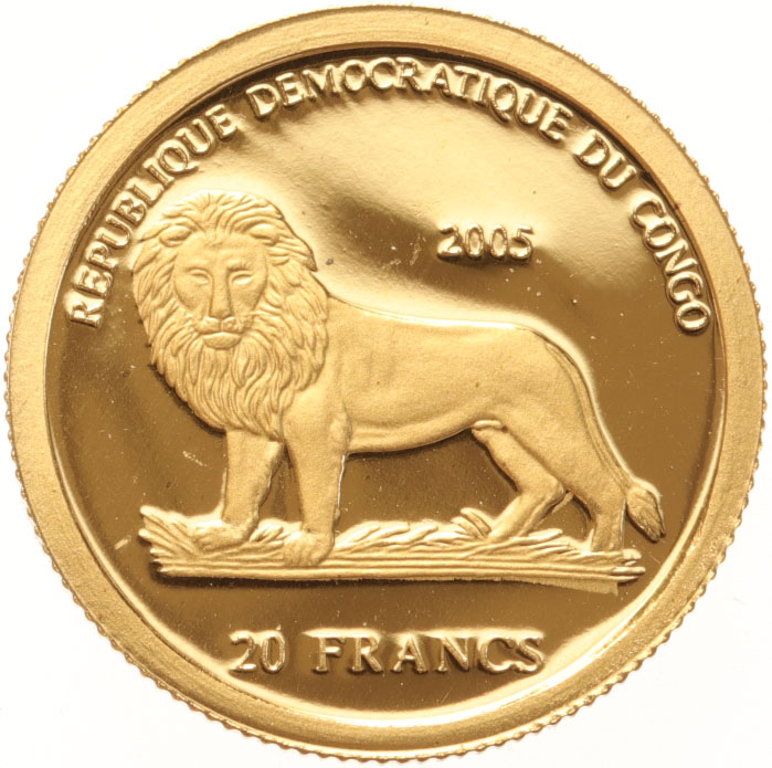 Congo-Kinshasa 20 Francs gold 2005 John Paul II proof