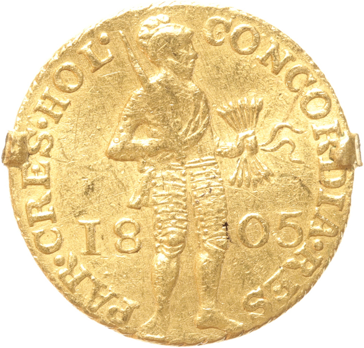 Holland gouden dukaat 1805 mounted