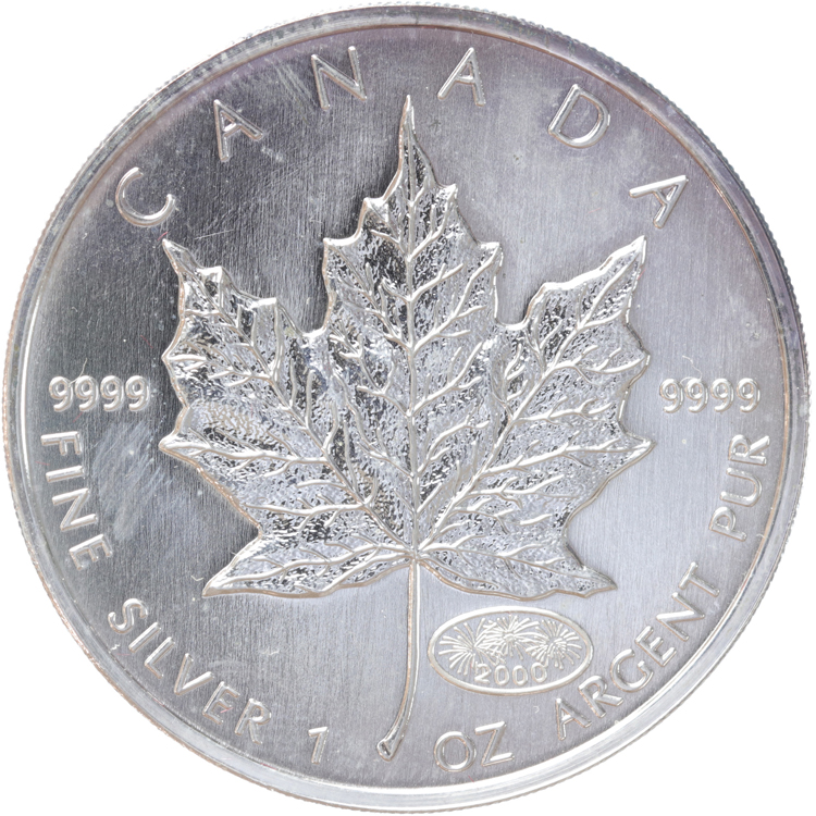Canada Maple Leaf 2000 Fireworks privy mark 1 ounce silver