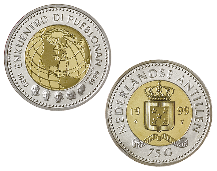 75 Gulden 1999 Globe Nederlandse Antillen Proof
