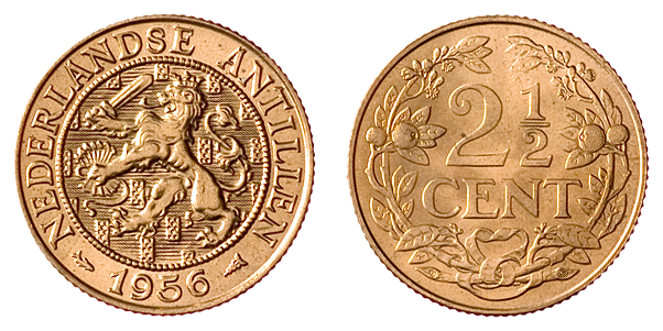 2 1/2 Cent leeuw brons Nederlandse Antillen FDC