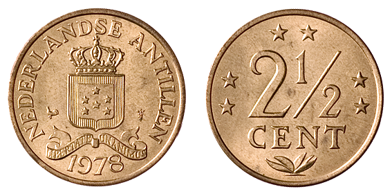 2 1/2 Cent gekroond wapen brons Nederlandse Antillen FDC