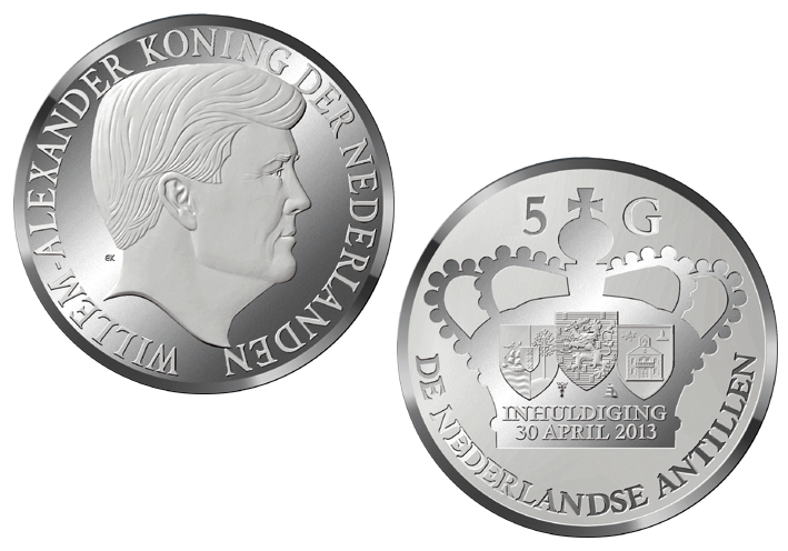5 Gulden 2013 Verwelkoming nieuwe koning Nederlandse Antillen Proof