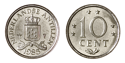 10 Cent gekroond wapen nikkel Nederlandse Antillen FDC