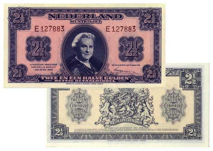 2 1/2 gulden 1945 Wilhelmina II 15-1a