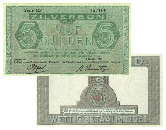 5 gulden 1944 Zilverbon 22-1b