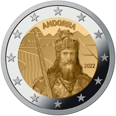 Andorra 2 euro 2022 Karel de Grootte BU in coincard