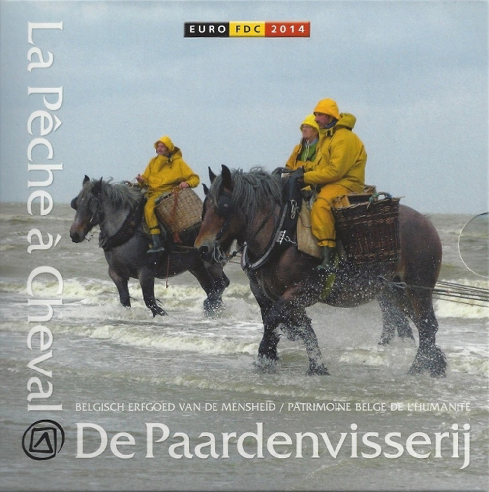 BU België set 2014b De Paardenvisserij met gekleurde penning