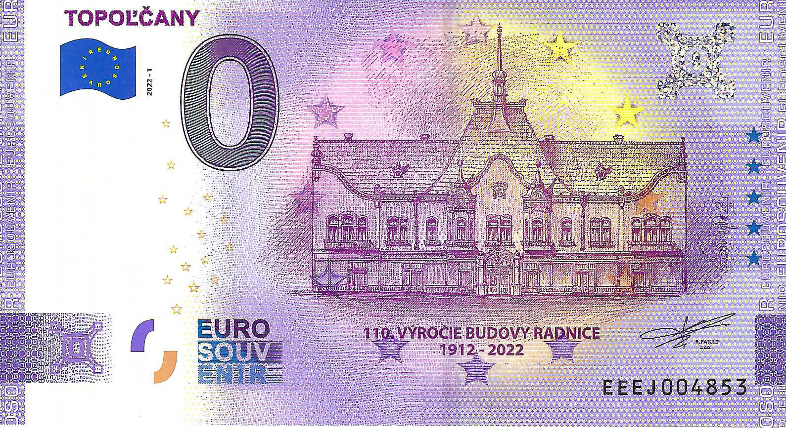 0 Euro biljet Slowakije 2022 - Topolcany