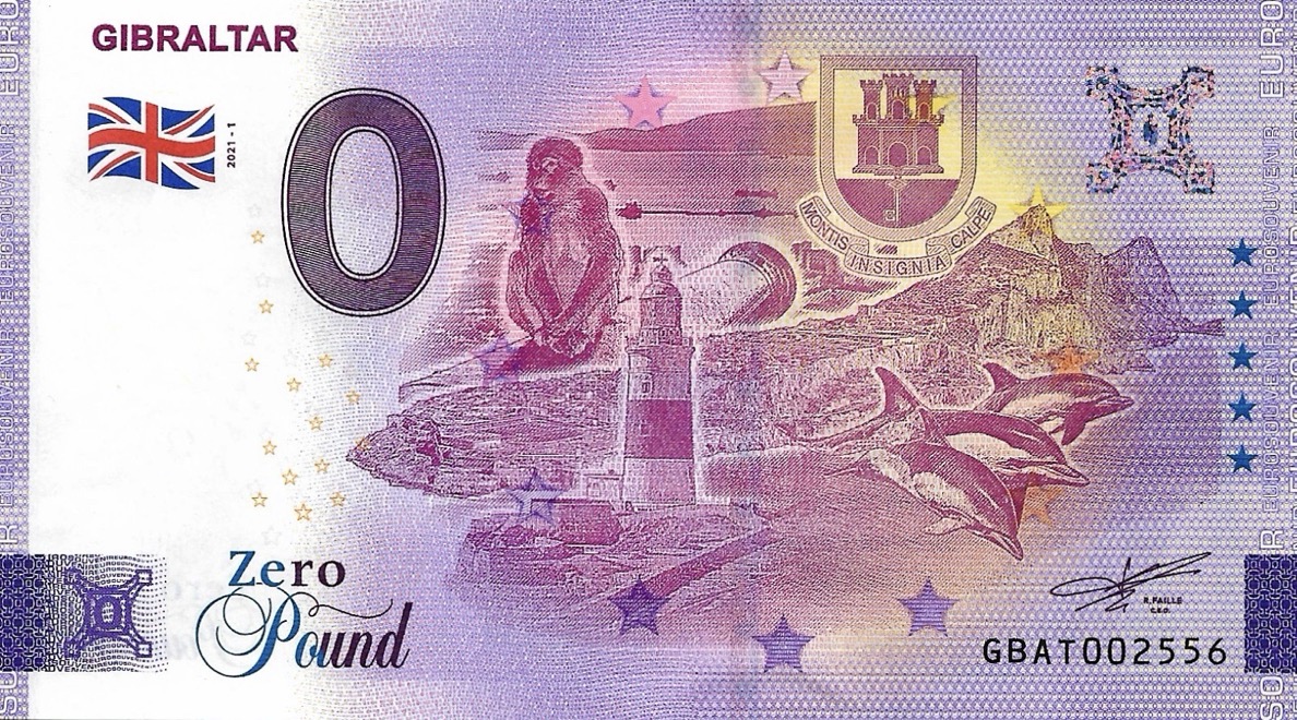 0 Euro biljet Engeland 2021 - Gibraltar