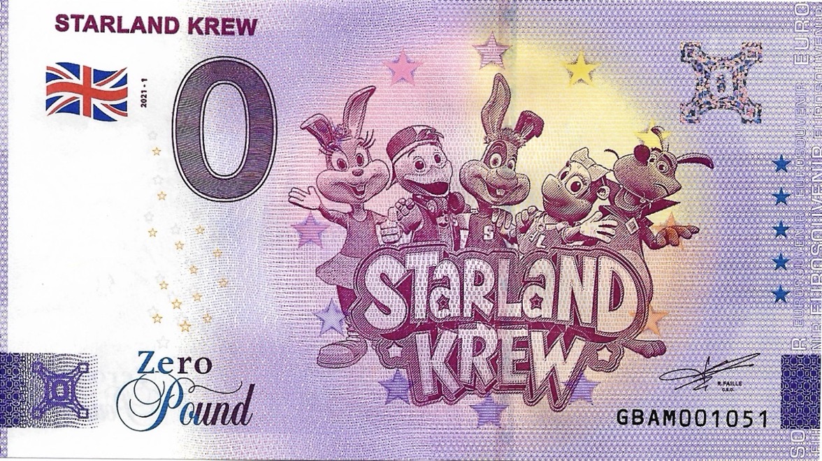 0 Euro biljet Engeland 2021 - Starland Krew