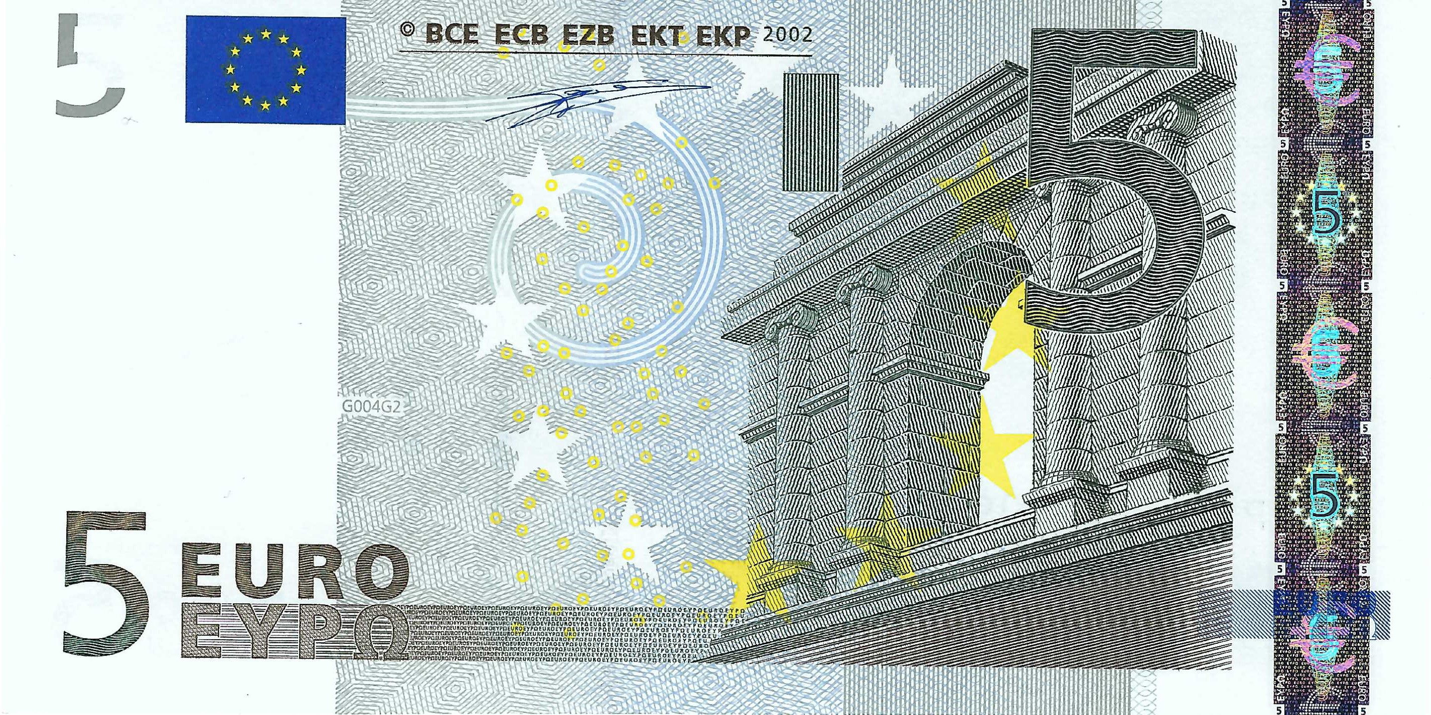 5 Euro biljet 2002 met handtekening W.F. Duisenberg (X/P006b)