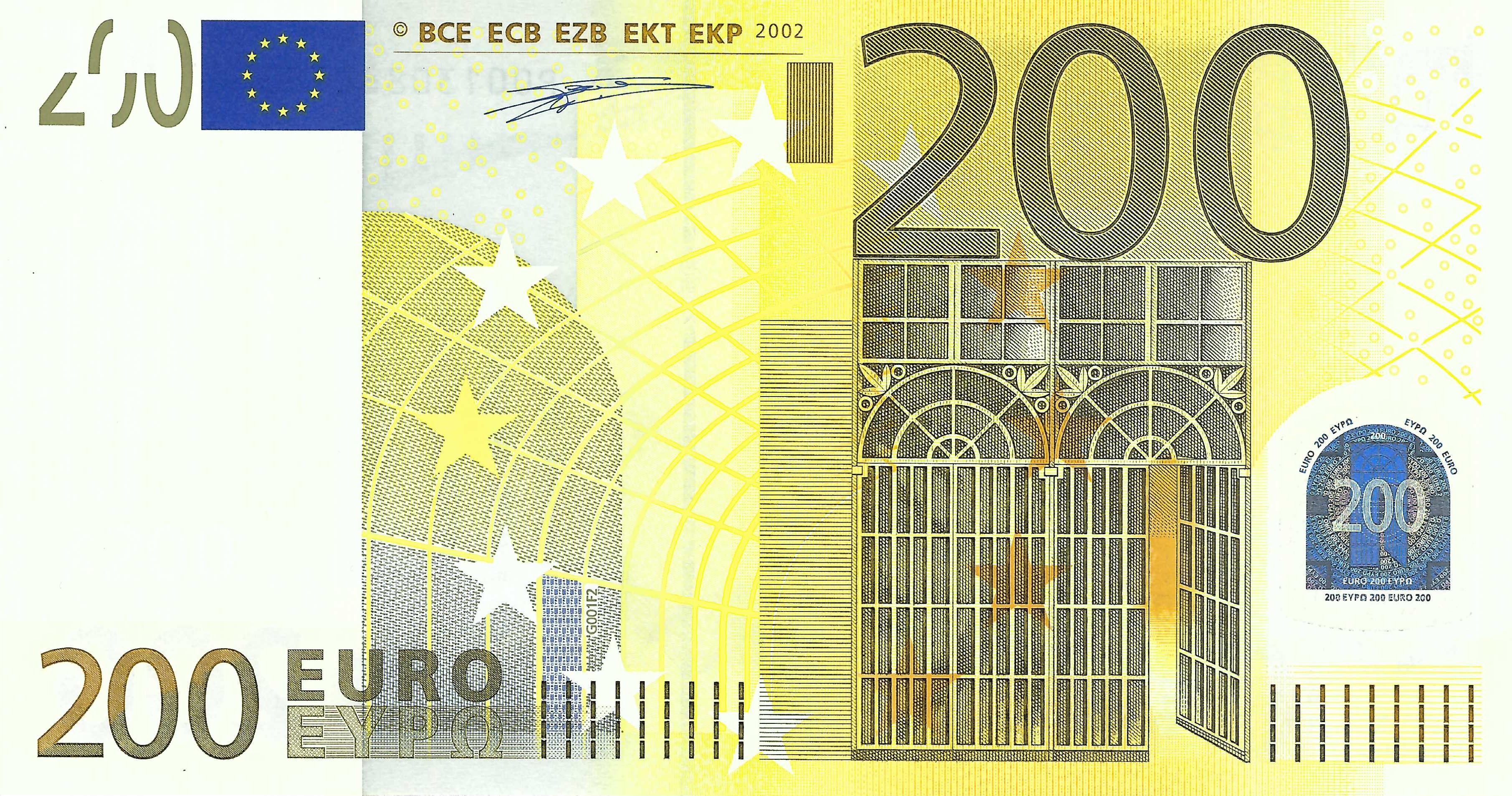 200 Euro biljet 2002 met handtekening W.F. Duisenberg (X/R005)