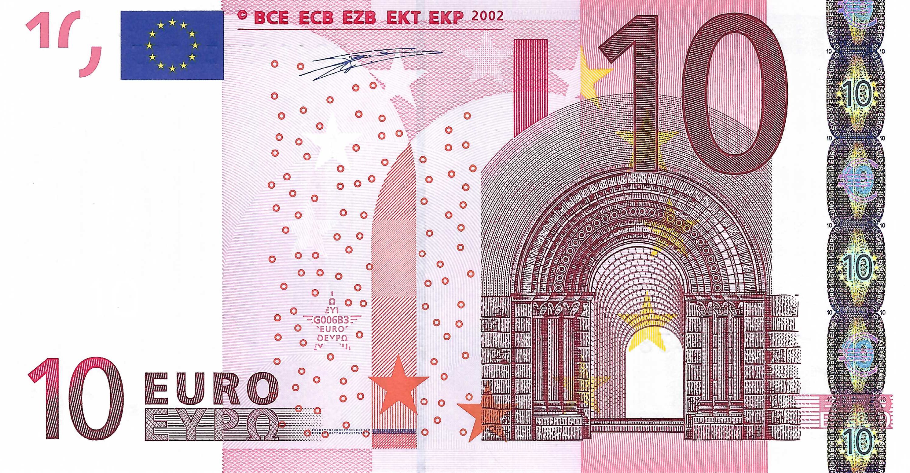10 Euro biljet 2002 met handtekening W.F. Duisenberg