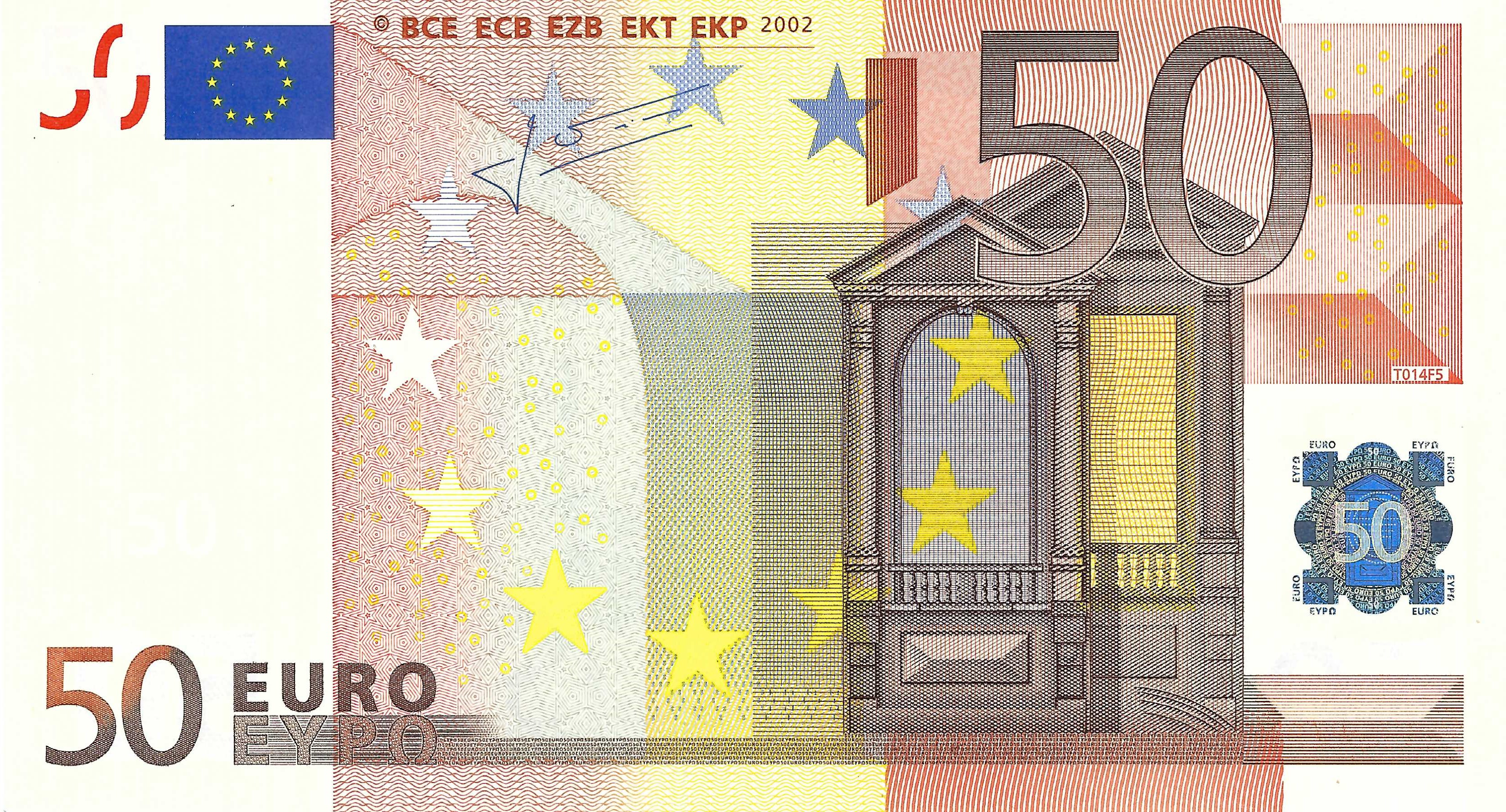 50 Euro biljet 2002 met handtekening J.-C. Trichet (Z/T014)