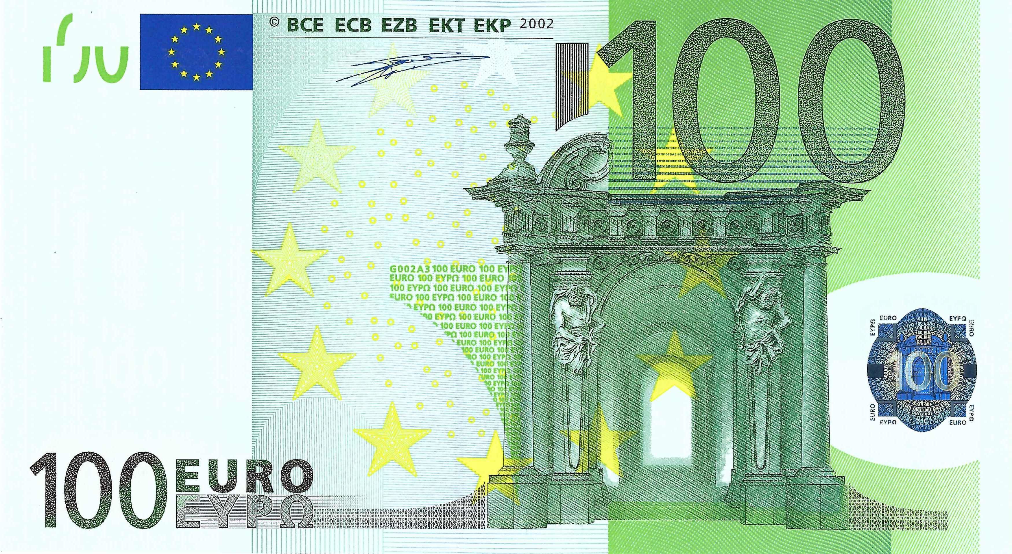 100 Euro biljet 2002 met handtekening W.F. Duisenberg (P/G003)