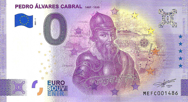 0 Euro biljet Portugal 2021 - Pedro Alvares Cabral