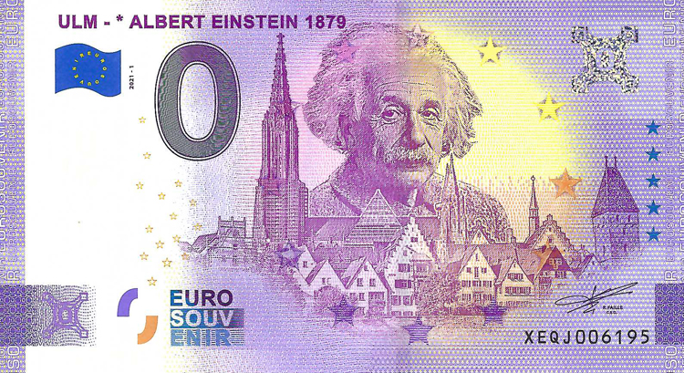 0 Euro biljet Duitsland 2021 - Ulm Albert Einstein 1879