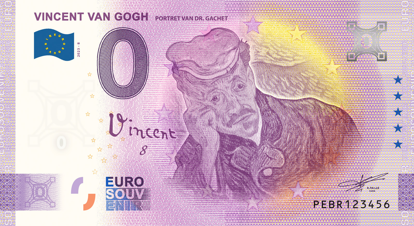 0 Euro biljet Nederland 2023 - Vincent van Gogh VIII Portret van Dr. Gachet