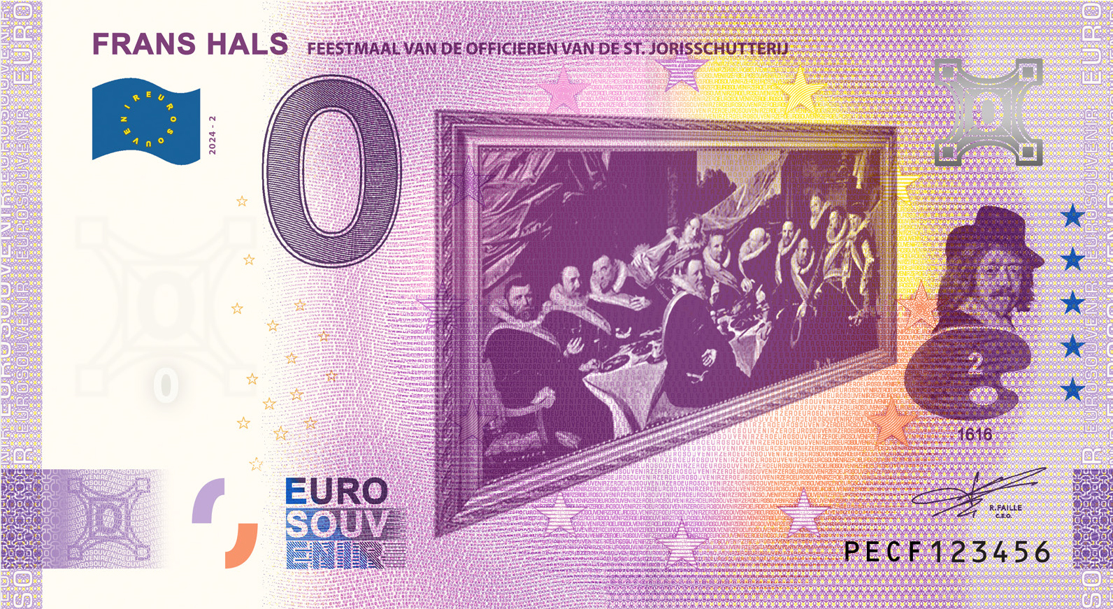0 Euro biljet Nederland 2024-2 Frans Hals - Feestmaal van de officieren van de St. Jorisschutterij