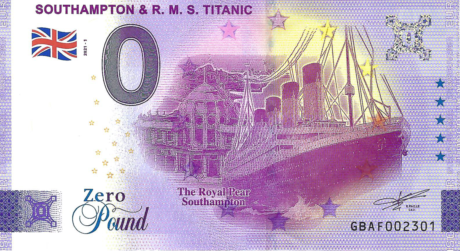0 Pound biljet Engeland 2021 - Southampton & R.M.S. Titanic