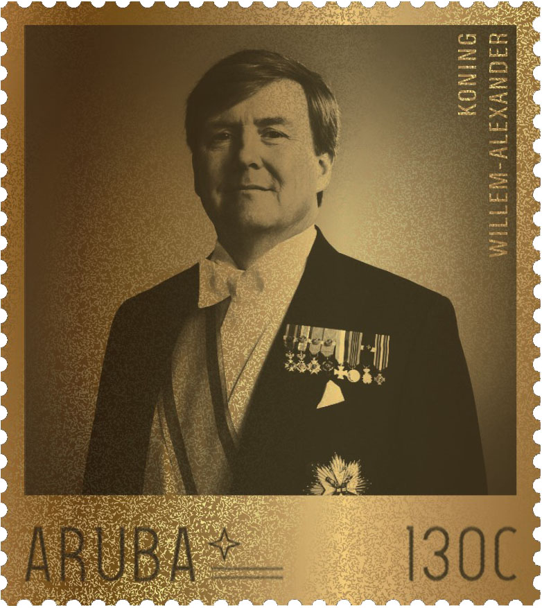 Aruba Gouden postzegel 10 jaar Koningschap 2023