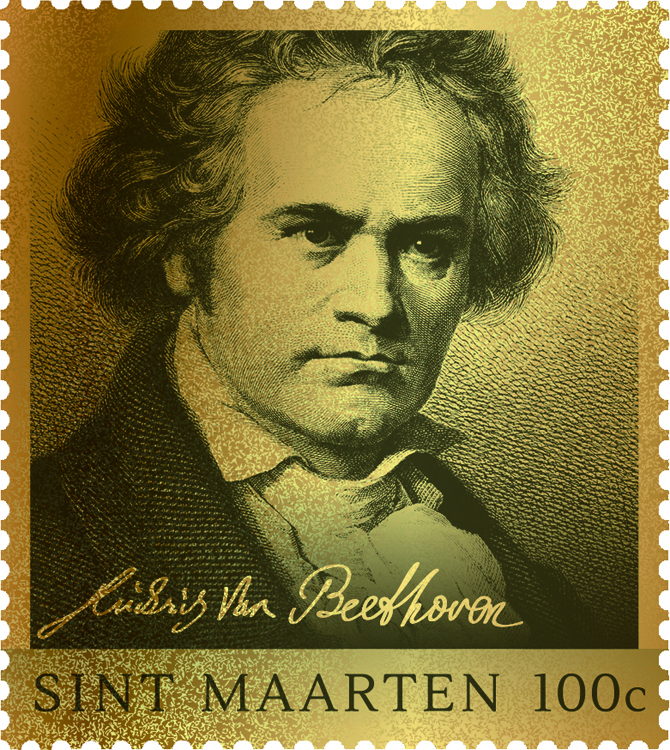 Sint Maarten Gouden postzegel Ludwig van Beethoven 2020