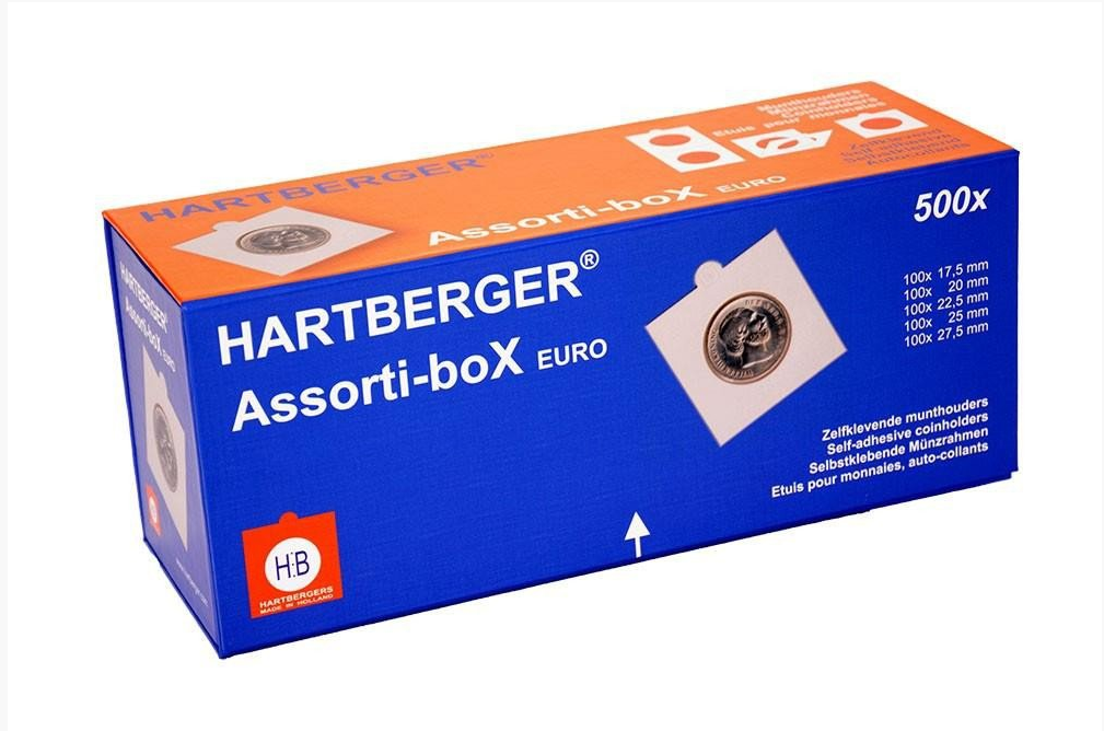 HB assortibox zelfklevend 500 stuks euromunten