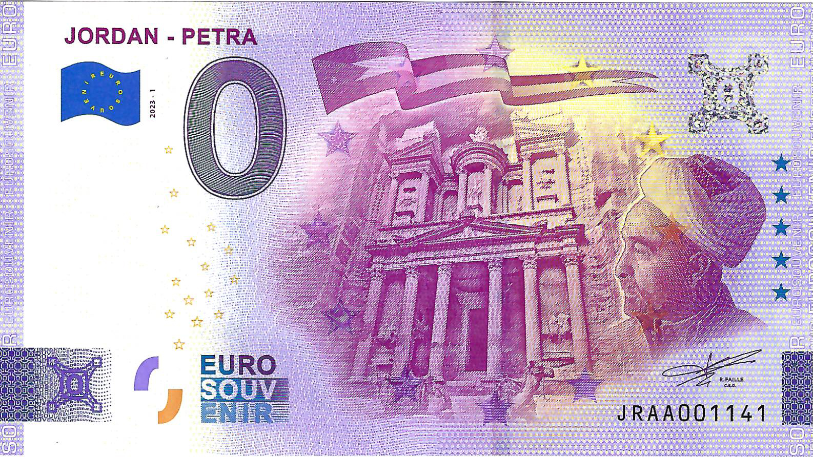 0 Euro biljet Jordanië 2023 Jordan - Petra