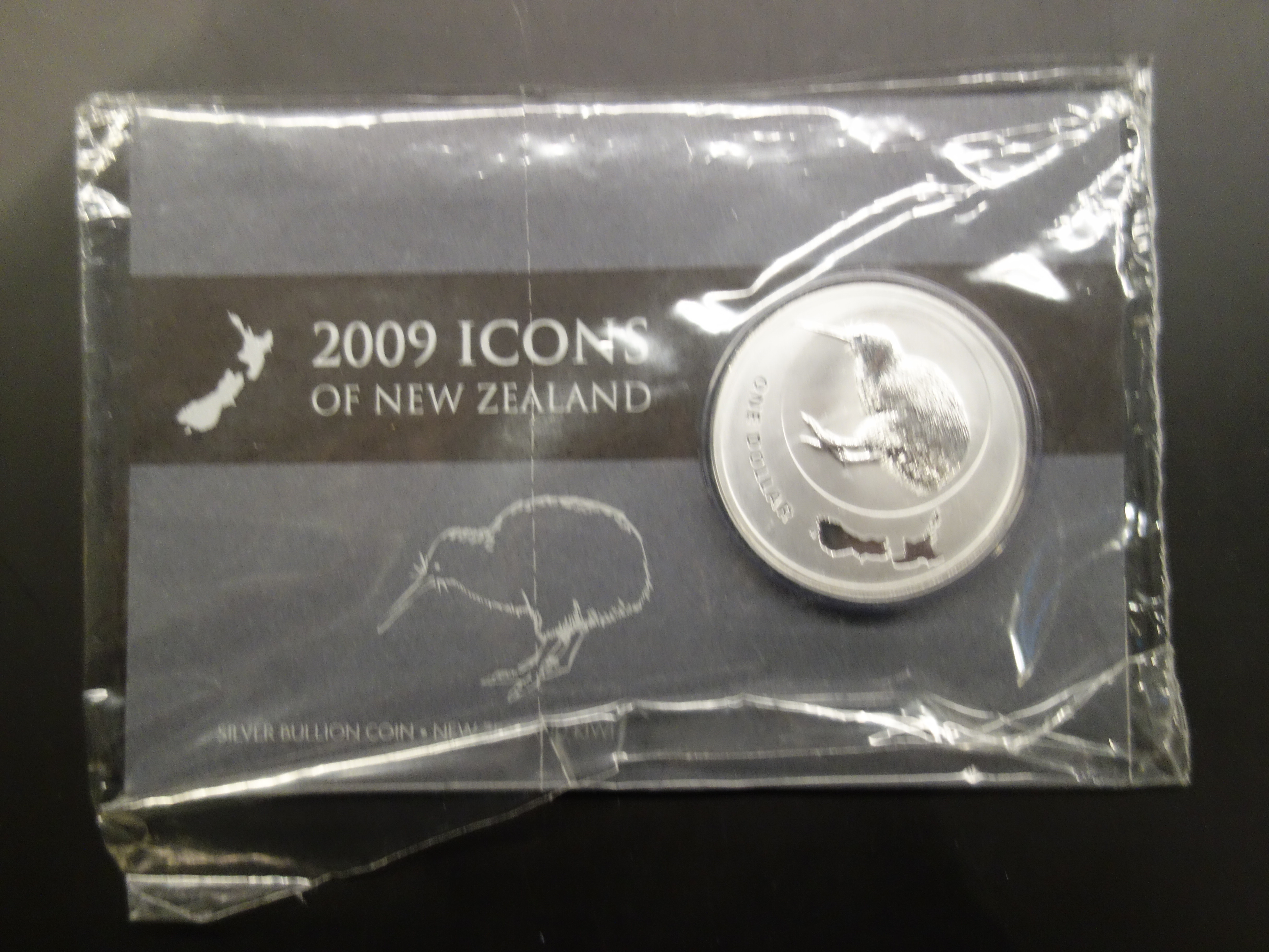 New-Zealand Kiwi 2009 1 ounce silver in blister