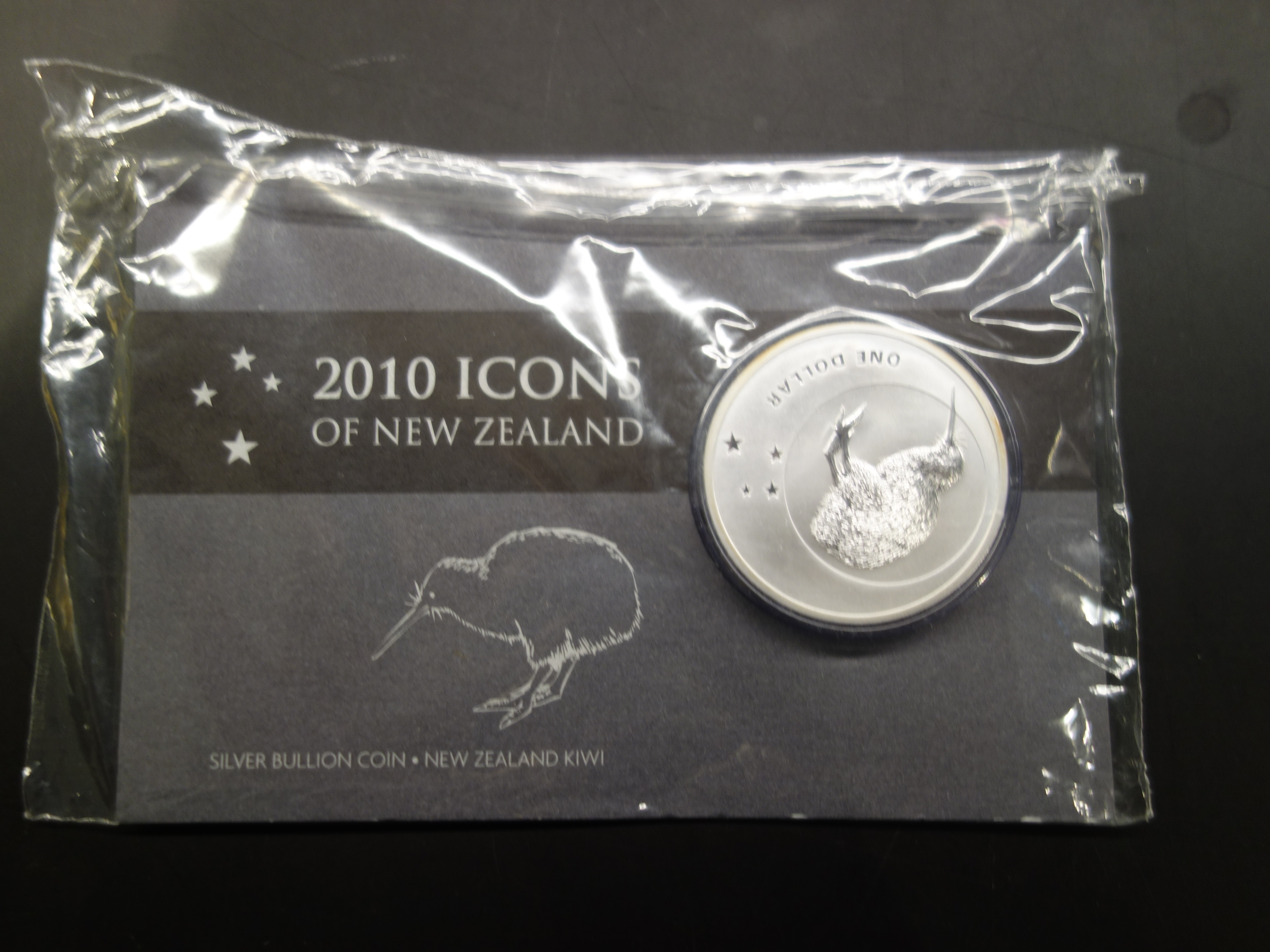New-Zealand Kiwi 2010 1 ounce silver in blister