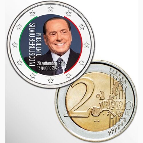 2 Euro munt kleur Silvio Berlusconi