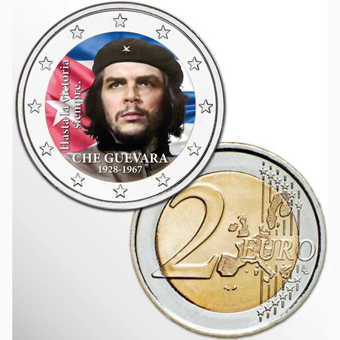 2 Euro munt kleur Che Guevara