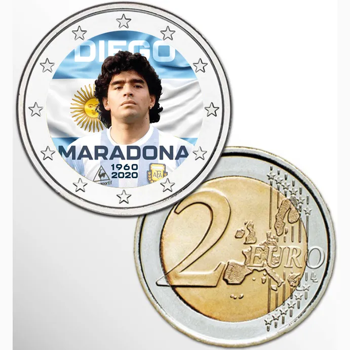 2 Euro munt kleur Maradonna