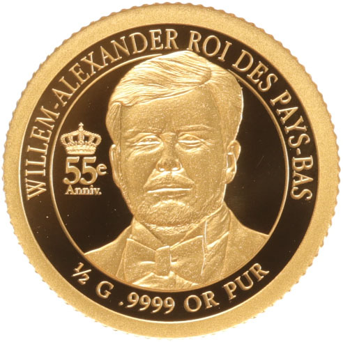 Koning Willem-Alexander 55 jaar verjaardagsmunt 1000 Francs 2022 Republiek Guinee