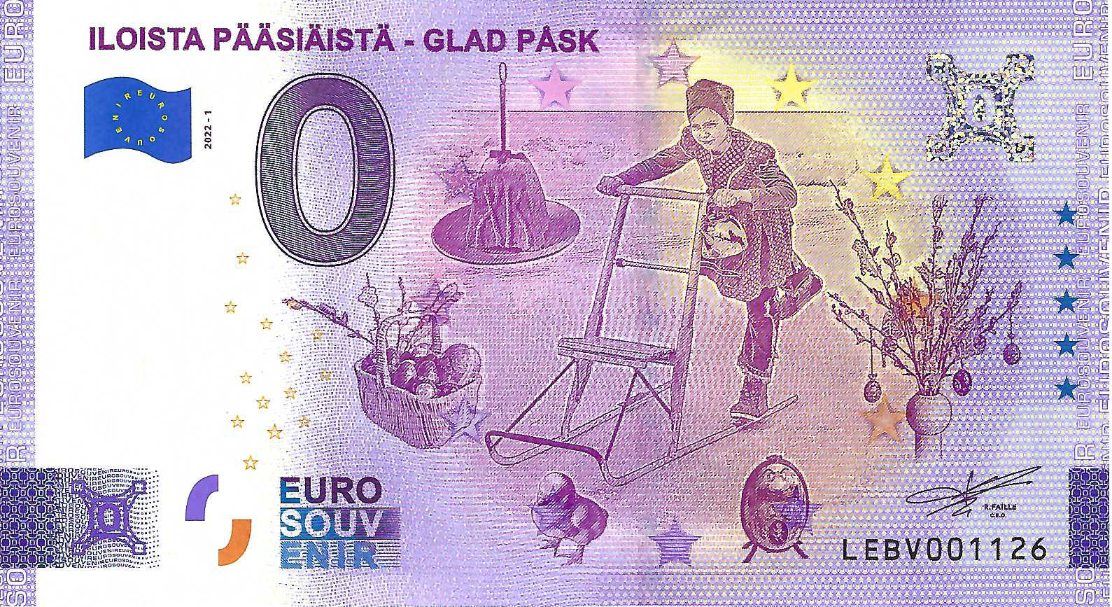0 Euro biljet Finland 2022 - Iloista Paasiaista - Glad Pask