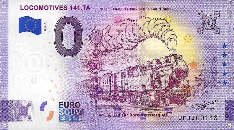 0 Euro biljet Frankrijk 2021 - Locomotives 141.TA ANNIVERSARY