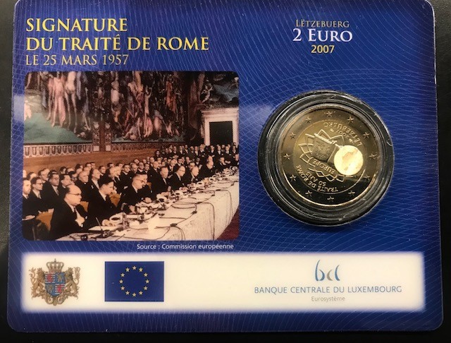 Luxemburg 2 euro 2007 coincard Verdrag van Rome BU