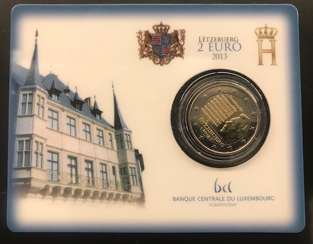Luxemburg 2 euro 2013 coincard Volkslied BU
