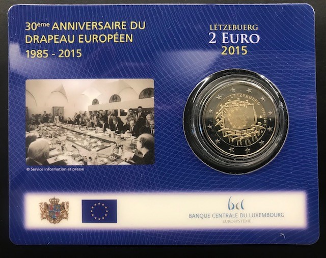 Luxemburg 2 euro 2015 coincard Europese Vlag BU