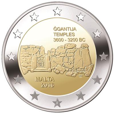 Malta 2 euro 2016c Ggantija mmt F in ster BU