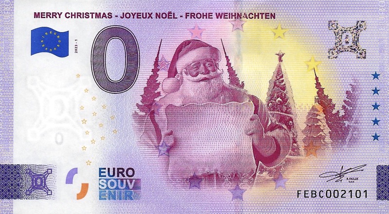 0 Euro biljet Malta 2023 - Merry Christmas